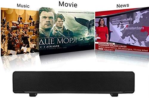YaizK Mini Portable USB Wired soundbar Music Player Bass Surround Soundbox Speaker with 3.5 mm Audio Plug for Desktop, Laptop, TV, Smartphone, Tablet PC, MP3, MP4 and More(Black)