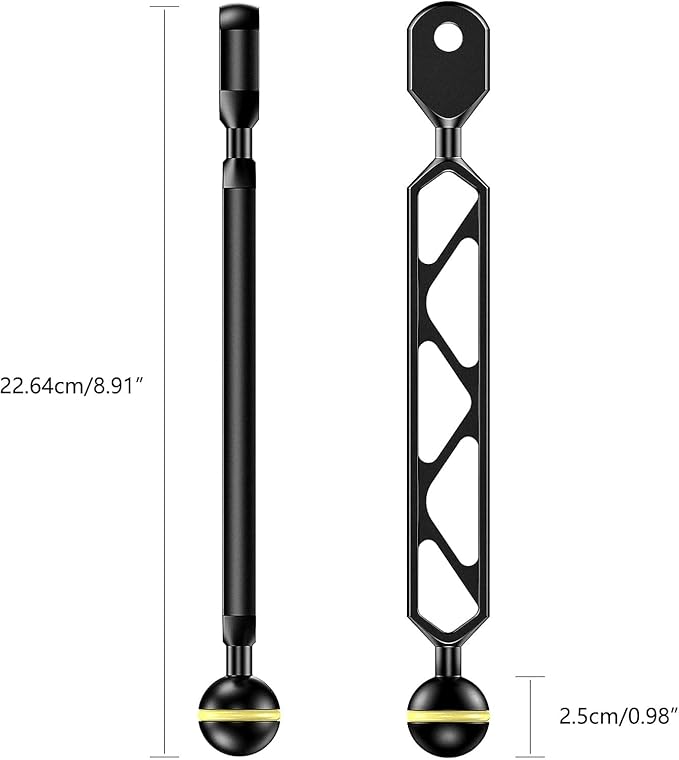 Sea frogs Ball Arm Ball to YS Mount Arm 8.0" Essential Diving Equipment Underwater Photography Gear Lighting System Aluminum Alloy Diving Equipment Accessory Lightweight Arms AM-6