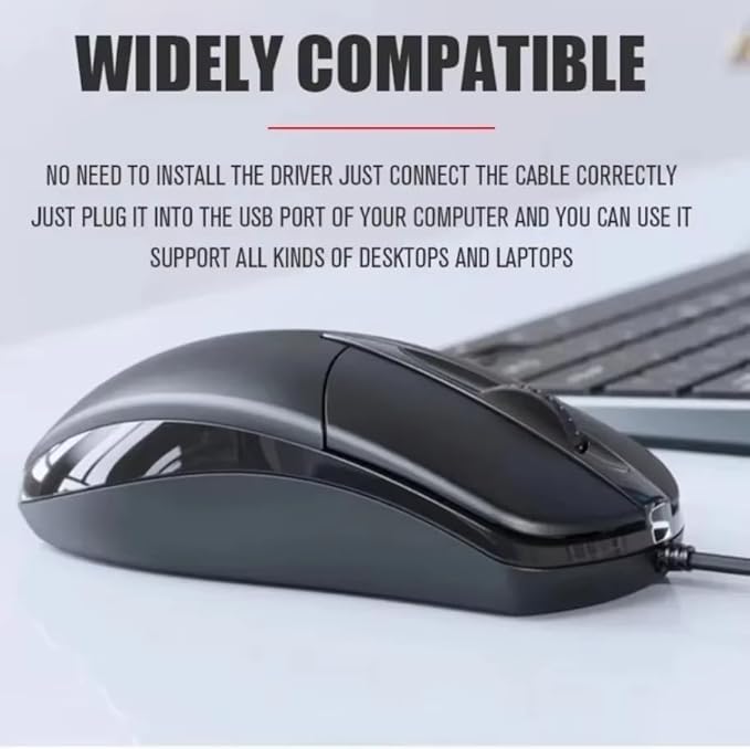 Wired Computer Mouse, USB Optical Mouse for Gaming,Home,Business and Office Work,Black Wire Computer Mice Compatible with Laptop Pc Computer Mac Desktop.