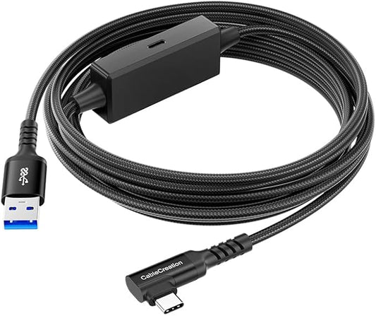 CableCreation 15.4FT 18W VR Charging Link Cable with PD Charging Socket, 5Gbps USB 3.2 GEN1 A to Type C Cable Compatible with Meta Quest 3S/Quest 3/Oculus Quest 2/Pico 4 Accessories and PC/SteamVR