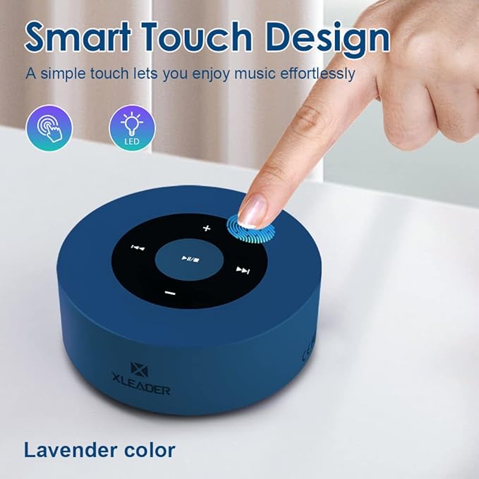 XLeader Mini Bluetooth Speaker (Travel Case Provided) HD Sound&Rich Bass, Touch Design, 12-15H Playtime, Support Aux input, Micro SD, Mic, Small, for iPhone Laptop Shower Office, Ideal Gifts, Sea Blue