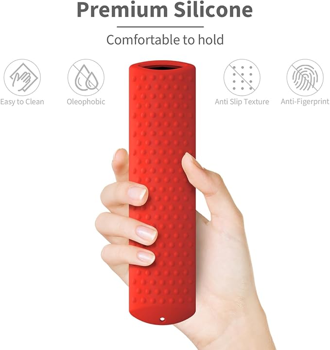 6.2 Inch Silicone Cover for Amazon Universal Toshiba FireTVs Remote Case Compatible with 6 Shortcut Buttons Remote/Fire TV Stick 4K Max 2nd Anti-Slip Case Sleeve(Red)