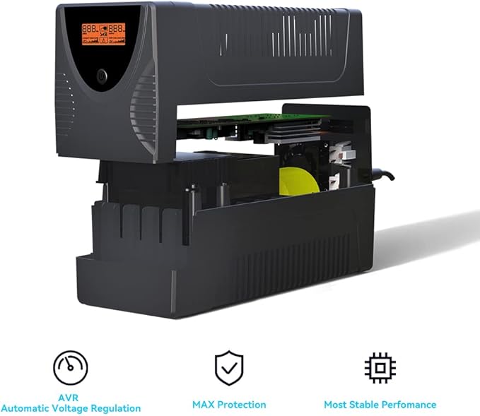 Ups Battery Backup and Surge Protector 850VA/480W,Computer Uninterruptible Power Supply Units,Battery Backup Intelligent LCD,SKE Back UPS,Uninterruptible Power Supply,Battery Backup for Computer SKE