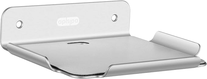 Small Wall Shelf, 4.7" Floating Shelves for Speakers, Internet Router, Smart Home, Apple HomePod Mini, Echo Dot 4th, Security Camera– for Bedroom, Gaming Room, and Living Room (Silver)