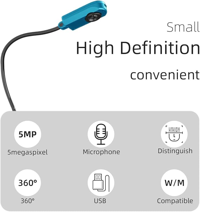 Document Camera (Blue) Ultra High Definition 5MP USB Document Camera — Mac OS, Windows, Chromebook Compatible for Live Demo, Web Conferencing, Distance Learning, Remote Teaching,Scanner