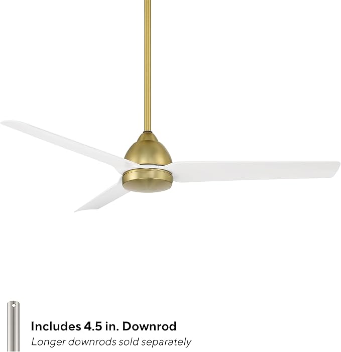 WAC Lighting Mocha Indoor and Outdoor 3-Blade Smart Home Ceiling Fan 54in Soft Brass Matte White with Remote Control works with Alexa and iOS or Android App