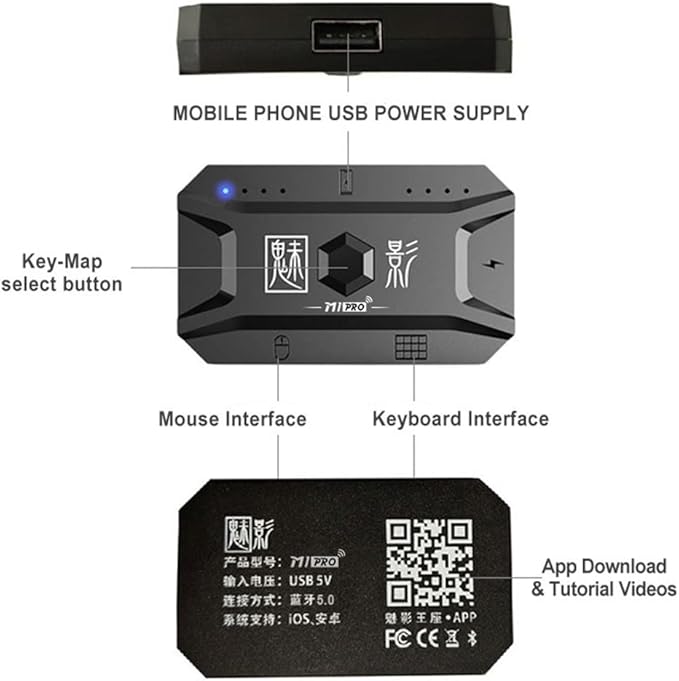 Docooler Half Hand Keyboard and Mouse Combo, 25 Keys Single Handed Wired RGB Keyboard and Gaming Mouse Converter, Support Customize Button, for Android, PC Gaming Player