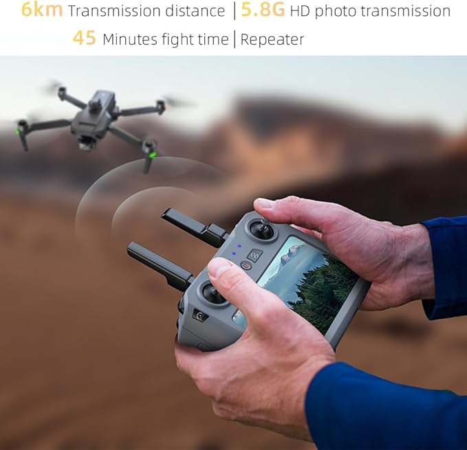 X-Verse ZLL SG909 Drones with Camera for Adults 4K, RC Screen, 6KM RC Distance, 3-Axis Gimbal Repeater, Professional Drone with Obstacle Avoidance, Digital GPS Transmission Quadcopter, 3 Batteries for 135min Max Flight Time