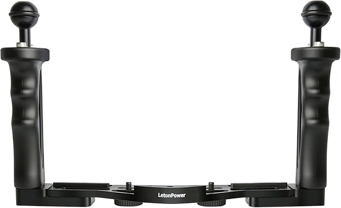 Dual Handle Underwater Camera Tray, Aluminum Alloy Video Stabilizer Bracket with 2 Joint Arms for Camera Housing and Video Light