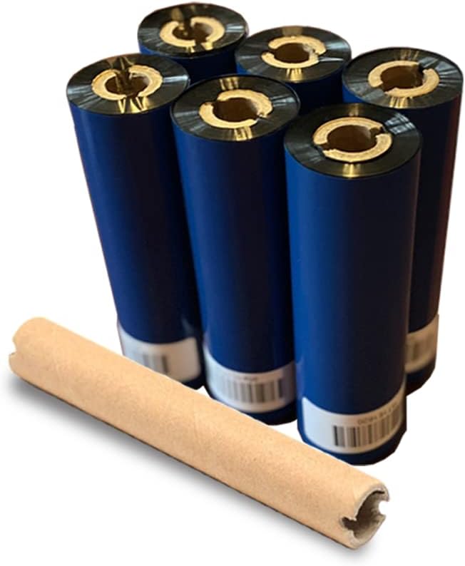 6 Rolls Wolfbarco 4.33" x 243' (110mm x 74m) Black Premium Resin-Enhanced Wax Thermal Transfer Ribbon Compatible with Zebra GC420t, GK420t, GX420t, GX430t, TLP2442, TLP2844, ZD220, ZD421t Printers