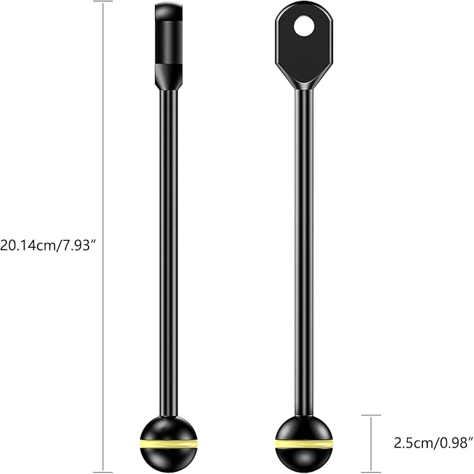 Sea frogs Ball Arm Ball to YS Mount Arm 7.0" Essential Diving Equipment Underwater Photography Gear Lighting System Aluminum Alloy Diving Equipment Accessory Lightweight Arms AM-5
