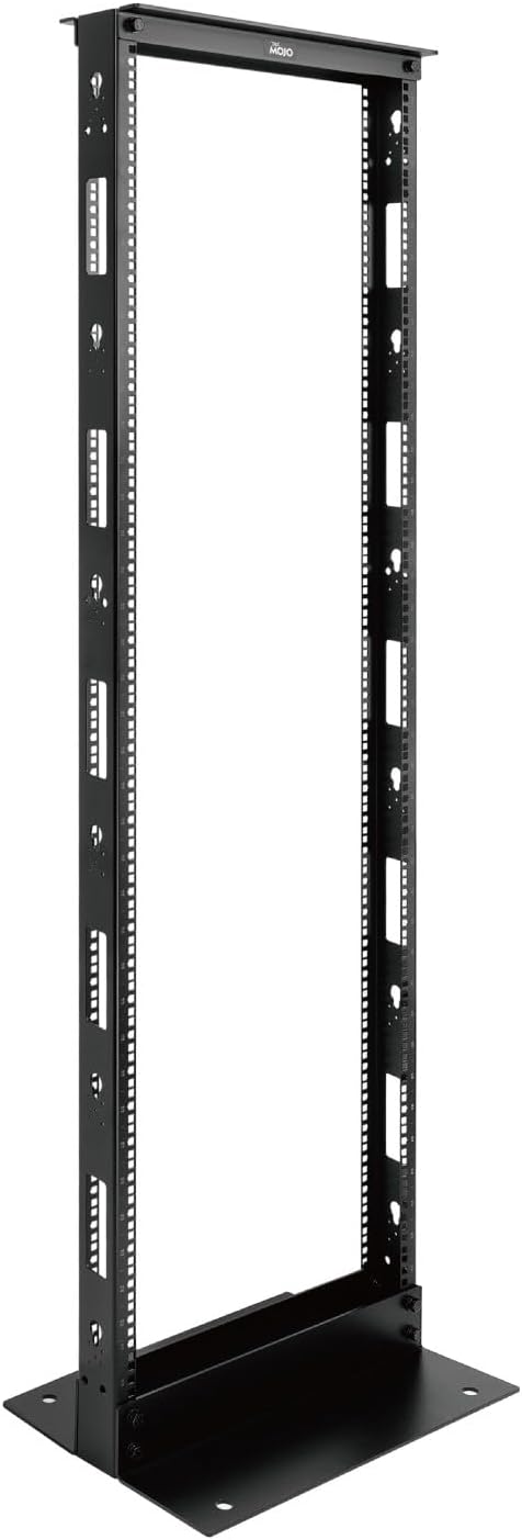 Tecmojo 38U 2-Post Open Frame Server Rack– 19" Network, Server, AV, Data & IT Equipment, Telecom & Patch Panel Mount, 1763 lbs Capacity, Black, Square Holes
