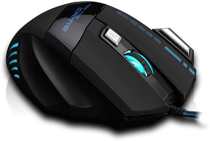 Zelotes Ergonomic 7200 DPI LED Optical Wired Gaming Mouse Mice 7 Buttons Compatible Mac Pro Gamer PC Laptop Desktop Notebook-Black Black(T80)