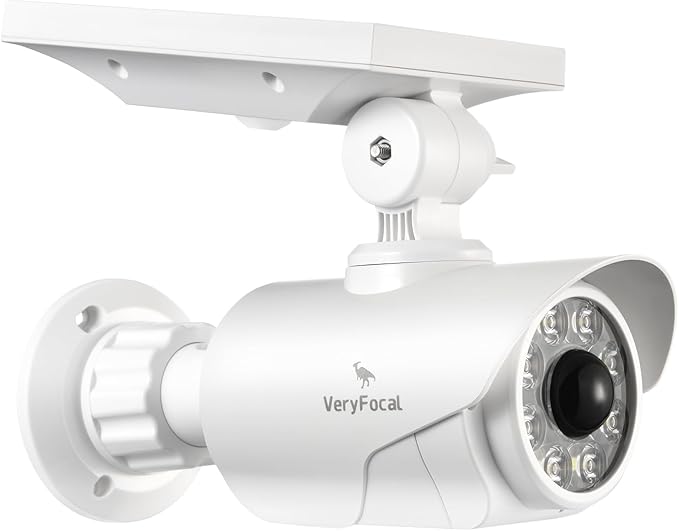 Solar Battery Powered Dummy Fake Security Cameras for Outside with PIR Thermal Sensor Warning Light, Motion Activated Floodlights, IP66 Waterproof 2 Pack