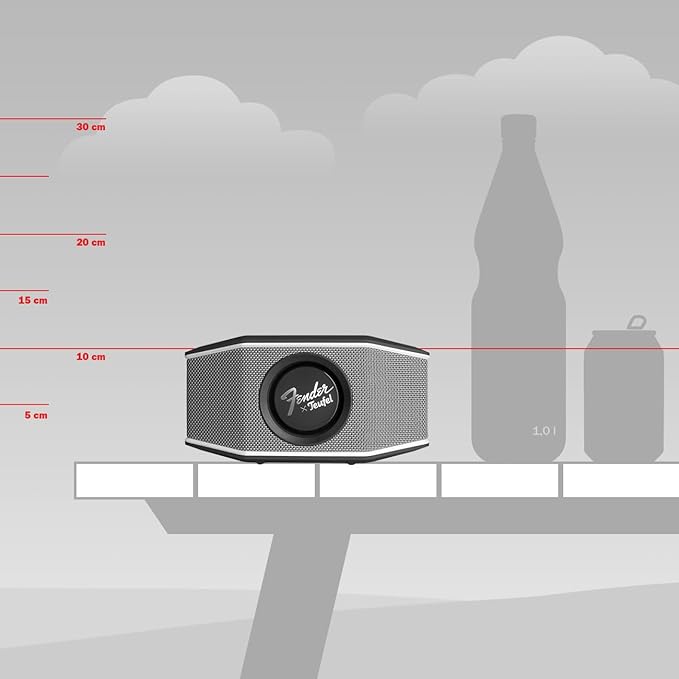 Fender x Teufel ROCKSTER GO 2 Portable Bluetooth Speaker – Powerful Sound, Rugged, Waterproof, 28 Hour Battery, Carrying Strap for Outdoors and Travel