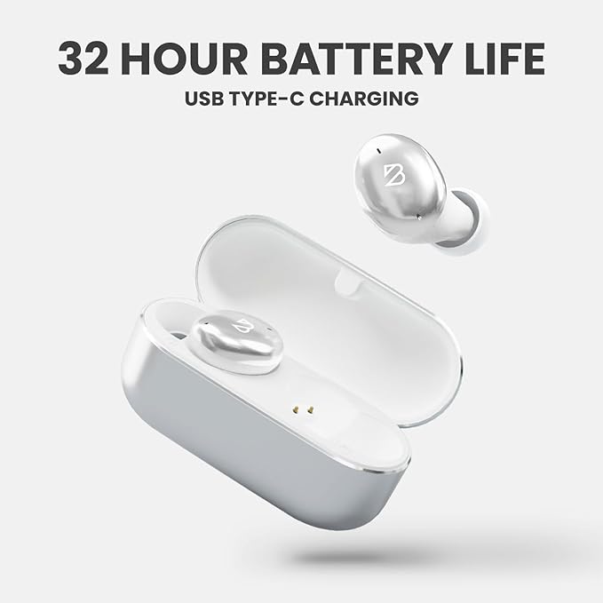 Back Bay Audio Tempo 30 Wireless Earbuds for Small Ears - Award-Winning Sound, Sweatproof Bluetooth Earbuds, Comfortable Ear Buds for Women, Silver Earphones Small Ear Canals, Long Battery Headphones