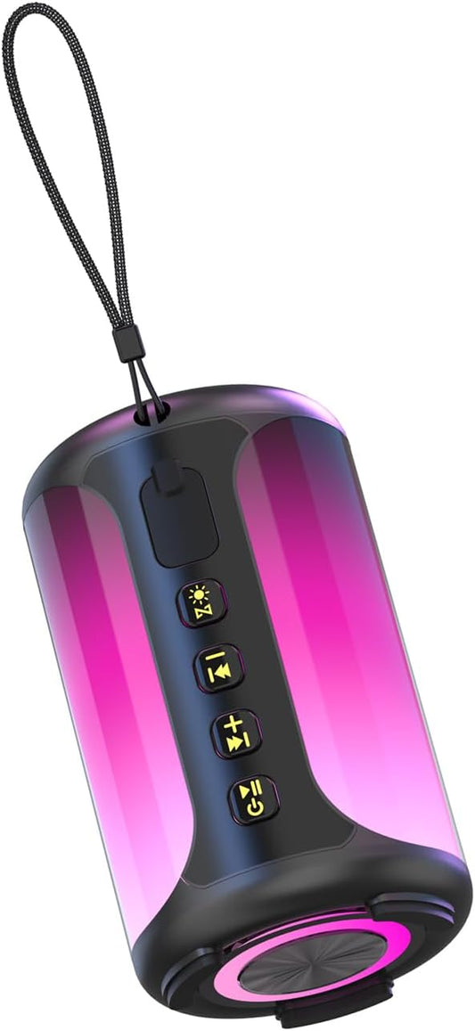 Portable Bluetooth Speaker, Bluetooth Speaker 5.4, Stocking Stuffers, Powerful Crystal Clear Sound, IPX7 Waterproof, 8 Lighting Effects, TWS Paring, Small Wireless Speaker for Outdoor