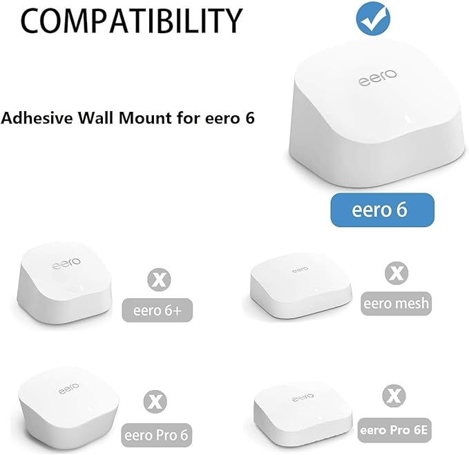 Wall Mount for eero 6, Screwless Strong Adhesive Bracket for eero 6 Mesh WiFi Router (1 Pack) (Not for eero 6+)