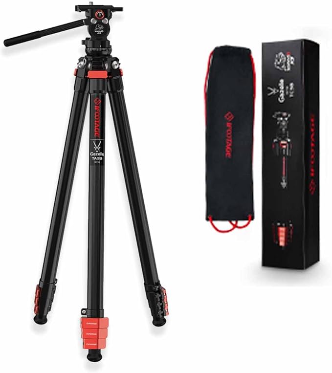 IFOOTAGE Gazelle Travel Tripod TA3B with Komodo Fluid Head K3,62/157.5cm Aluminum Alloy Tripod Kit for Camera,Smartphone Live Streaming Vlog Sony Nikon Canon Fuji DSLR,Load 11lbs,TA3B+K3
