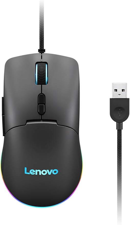 Lenovo M210 RGB Wired Gaming Mouse for PC, Laptop, Computer with Windows & Chrome OS - 3 Zone RGB, 8000 DPI Adjustable Sensor, 7 Programmable Buttons – Palm Grip Mouse for Gamers (Black)