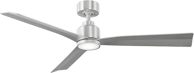 WAC Smart Fans Clean Indoor and Outdoor 3-Blade Ceiling Fan 52in Brushed Aluminum with 3000K LED Light Kit and Remote Control works with Alexa and iOS or Android App