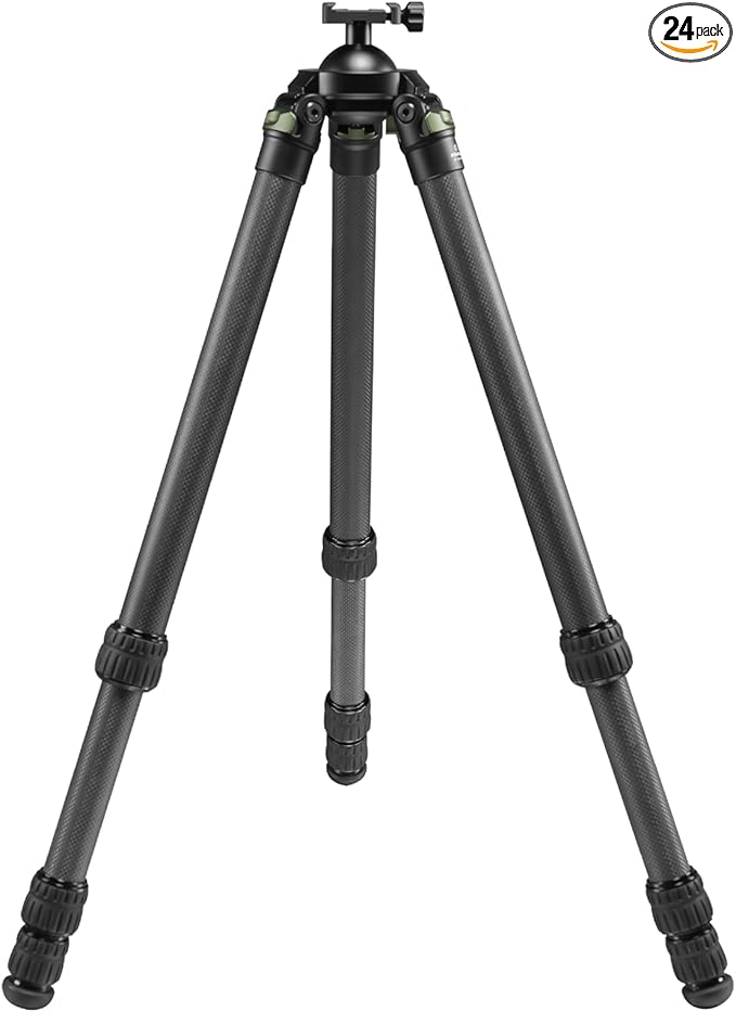 FANAUE Carbon Fiber Tripod 360 Degree Ball Head, Quick-Release Arca-Swiss Mount System, Adjustable Legs, Shooting Rest, and Hands-Free Operation for Hunting, Shooting, and Outdoors