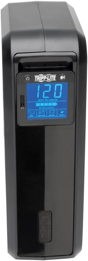 Tripp Lite 1000VA Smart UPS Battery Back Up, 500W Tower, 8 Outlets, LCD Display, AVR, USB, Tel / DSL / Coax Protection, 3 Year Warranty & $250,000 Insurance (SMART1000LCD) Black