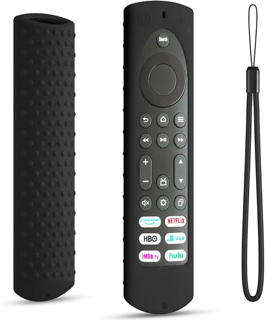 6.2 Inch Silicone Cover Compatible with Fire TV Stick 4K Max Toshiba/Insignia Smart TV Remote Voice Remote (Include Insignia Smart TVs/Toshiba FireTV with 6 Shortcut Buttons Remote) (Black)