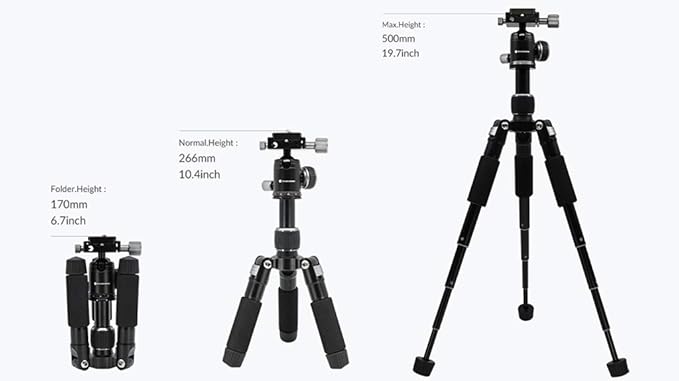 Heavy Duty Lightweight Tripods by foldio foldable studio, Portable Cell Phone & Camera Tripods with Phone Holder, for iPhone, Android, Tripod for Photo Video Shooting (Tripod 50V)