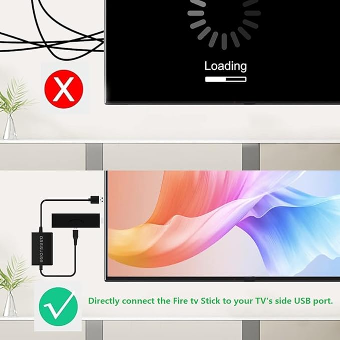 USB Power Cable Adapter for Fire TV Stick,Powers Streaming TV Sticks Directly from T V USB Port(Eliminates AC Adapter and Very Long Power Cable)