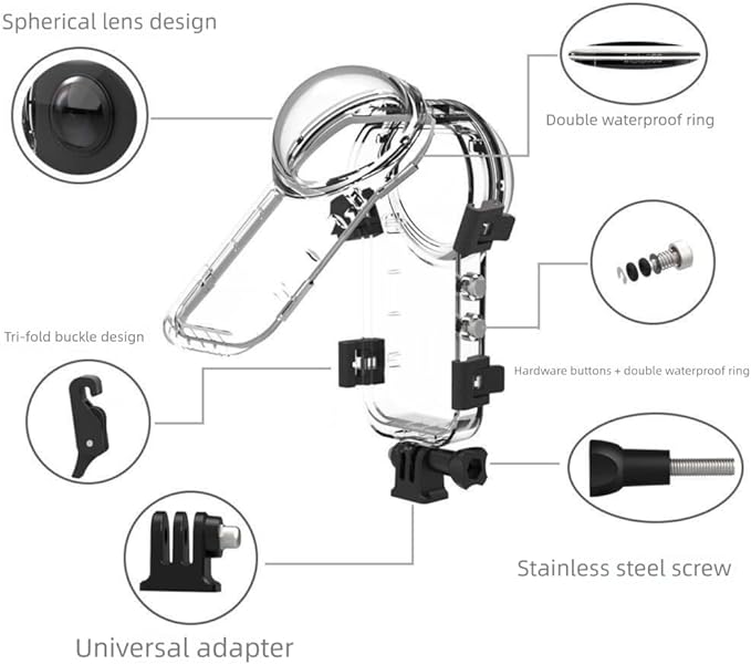 Waterproof Case for Insta360 X5 Underwater Dive Case，for Insta 360 X5 Accessories (60M)