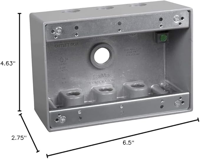 TayMac TB750S 3-Gang Weatherproof Box with Seven 1/2 in. Outlets, Gray