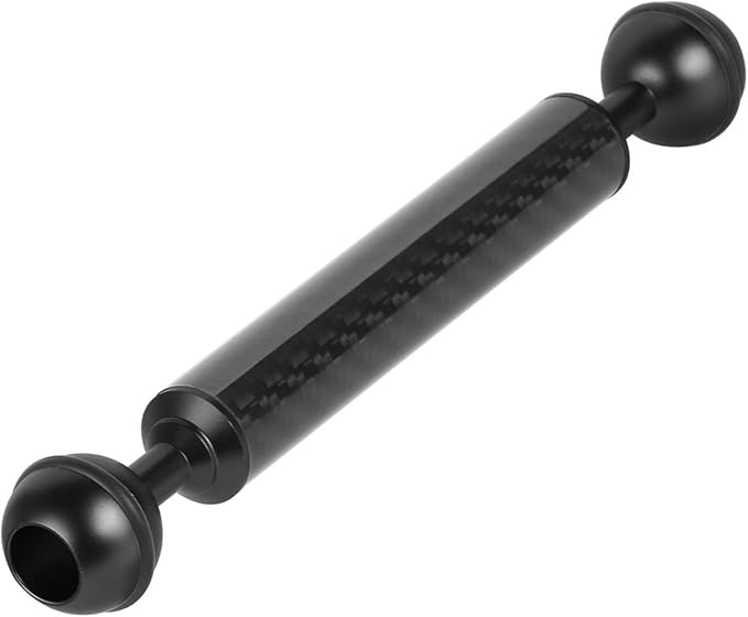Carbon Fiber Underwater Float Arm, 1-inch Dual Ball Buoyancy Arm for Underwater Camera Tray, Video Light & Strobe for Scuba Diving Photography & Videography (Black, 7 inches)