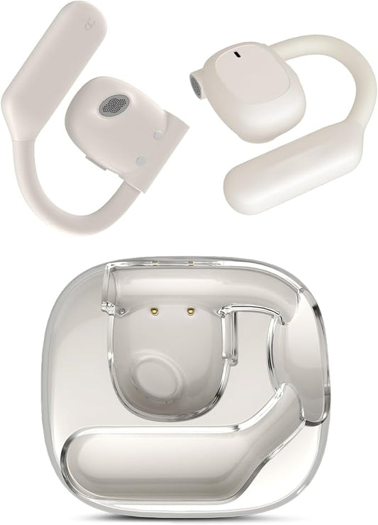 Open Ear Headphones,80H Playtime Air Conduction Earbuds w/Fast Charging, 16.2mm Hi-Fi Audio Drivers, Physical Buttons, ENC Mic, IPX5 Waterproof, Bluetooth 5.4, 2025 Upgrade for Workout White
