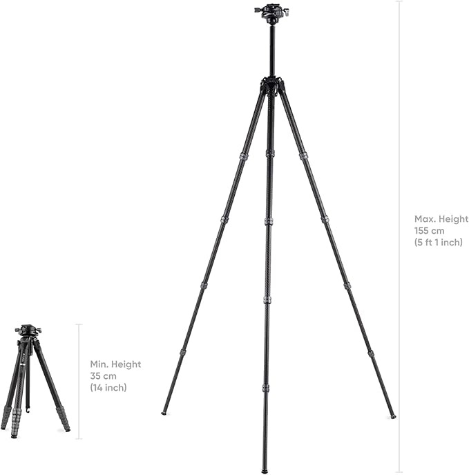 Heavy Duty Lightweight Tripods by foldio foldable studio, Portable Cell Phone & Camera Tripods with Phone Holder, for iPhone, Android, Tripod for Photo Video Shooting (Travel Tripod - Carbon)