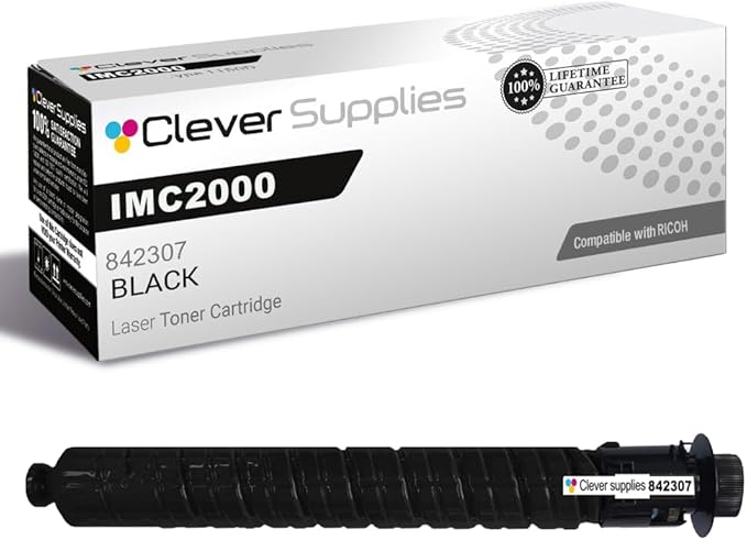 Clever Supplies CS Replacement Compatible with Ricoh IMC2000 Toner Cartridge 842307 to use with IM C2000 IM C2500 (Black, 1-Pack)