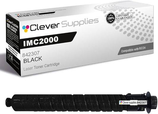 Clever Supplies CS Replacement Compatible with Ricoh IMC2000 Toner Cartridge 842307 to use with IM C2000 IM C2500 (Black, 1-Pack)