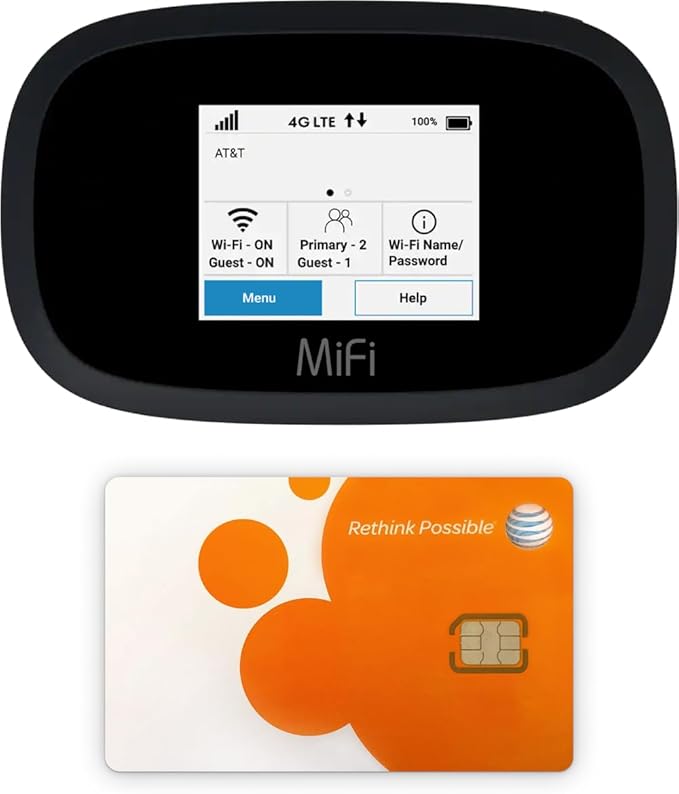 AT&T Wireless Hotspot Pocket WiFi 4G LTE MiFi 8000 | Free VPN Mobile Hotspot for Travel | 4G Mobile Portable WiFi | Unlocked Globally | Near 5G Speed up to 1200 Mbps | EVDO-LINK Bundle AT&T Sim Card