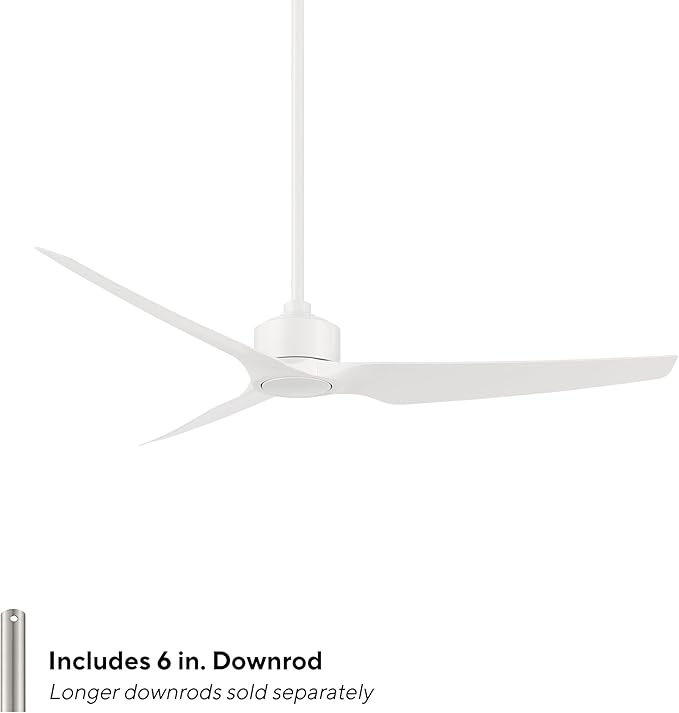 WAC Smart Fans Stella Indoor and Outdoor 3-Blade Smart Home Ceiling Fan 60in Matte White with Remote Control works with Alexa and iOS or Android App (NO LED LIGHT KIT)