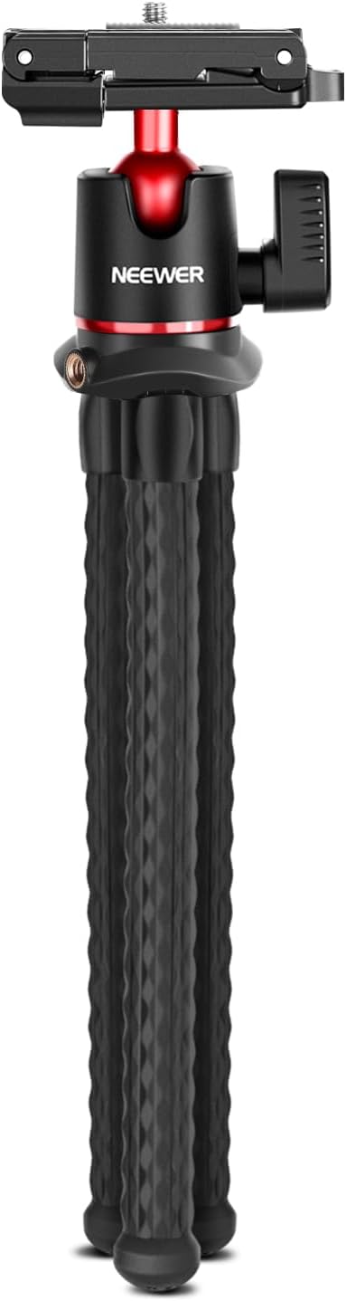 NEEWER Camera Tripod with Remote, Mini Flexible Vlog Phone Tripod Stand with Action Camera Mount Adapter, Hidden Phone Holder & Cold Shoe Compatible with iPhone Hero13 12 11 10 9, Max Load 4.4lb, TP34