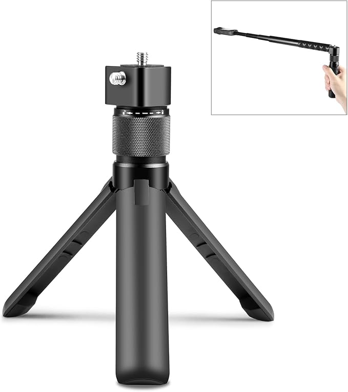 PULUZ Bullet Time Handle Tripod Multi-Functional Tabletop Fold Tripod for Insta360 X5 /X4, Insta 360 X3, ONE RS, Go pro Hero 11 10 9 5 4 3 Sport Action Camera Accessories