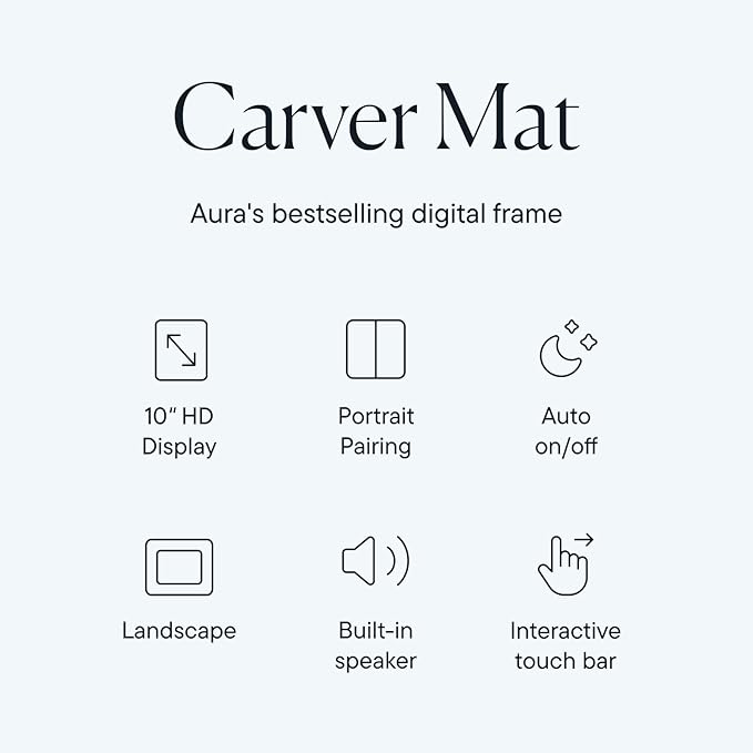 Aura Digital Picture Frame - 10.1" HD Mat Display | Wirecutter's Best Digital Frame for Gifting - Send Photos Directly from Your Phone from Anywhere | Quick & Easy Setup Over WiFi - Free App | Black