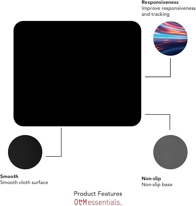 OTM Essentials Texas Tech University Standard Fabric Mouse Pad, Desk Accessories, Standard Fabric Gaming Mouse Pad, Mascot V1, Black