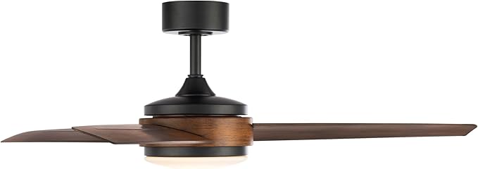 WAC Smart Fans Mod Indoor and Outdoor 3-Blade Smart Home Ceiling Fan 54in Matte Black Distressed Koa with 3000K LED Light Kit and Remote Control Works with Alexa and iOS or Android App