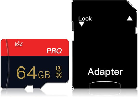 Memory Card 64GB Micro SD Card 64GB Class 10 with SD Card Adapter High Speed Micro SD Memory Cards for Tablet/Surveillance/Tachograph/Drone/Action Camera