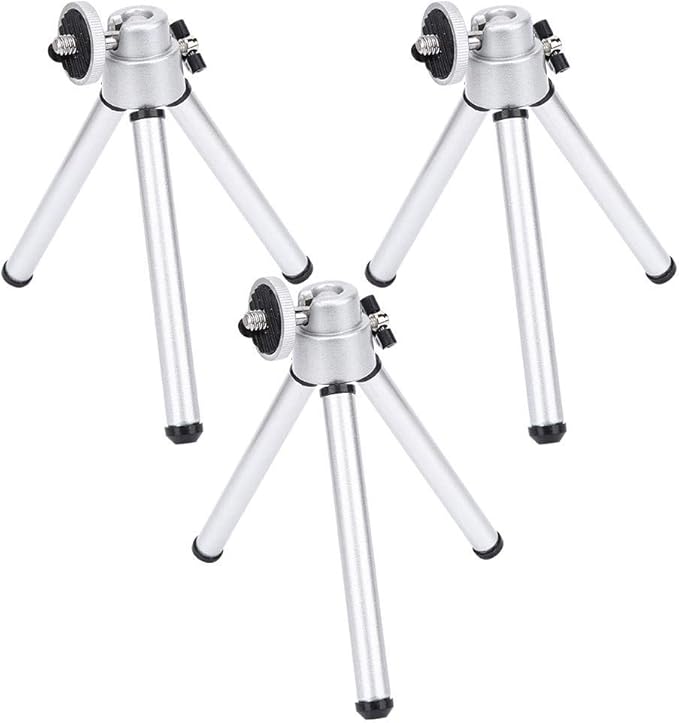 Keenso 3Pcs Universal Foldable Aluminium Alloy Stoving Varnish Mini Antishake Telescopic Tripod Telescoping Tripod Stand Monocular Telescope Camera Tripod