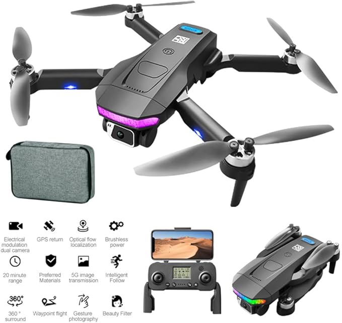 GPS Drones with 4K Camera for adults beginner, 75 minutes Long Flight Time, 5G Transmission FPV RC Quadcopter with Brushless Motors,No obstacle avoidance, GPS Return Home, Follow Me, Include 3 batteries
