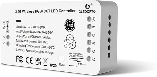 ZigBee 3.0 RGBCCT LED Strip Controller Pro RGB Color and Warm White Cold White Light Mix PWM Dimming Smart Phone App Voice Control Work with Hub Bridge (ZigBee Hub Required)