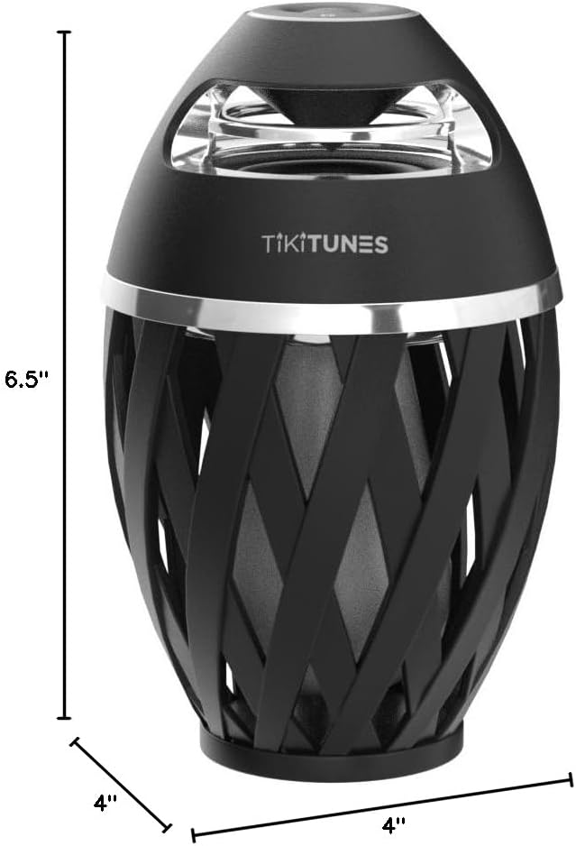 TikiTunes Portable Bluetooth 5.0 Indoor/Outdoor Wireless Speakers, LED Torch Atmospheric Lighting Effect, 5-Watt Audio USB Speakers, 2000 mAh Battery for iPhone/iPad/Android (Set of 2)