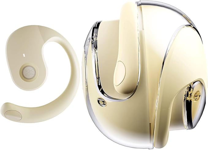 Open Ear Headphones Wireless Bluetooth 5.4, Air Conduction Wireless Bluetooth Earphone, OWS Hanging Earphones with Earhooks and Mic, Open Ear Earbuds IPX5 Waterproof for Sports Gaming Driving(Khaki)